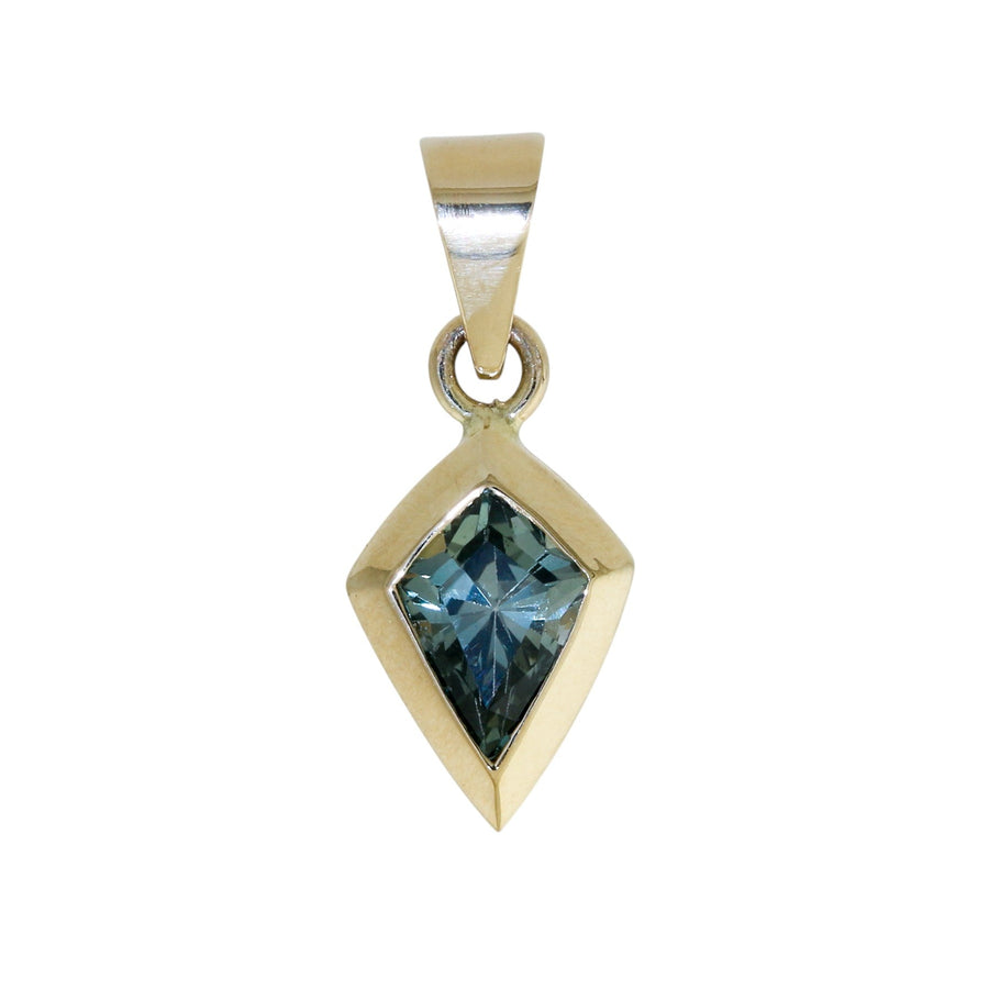 14k Gold x Montana Sapphire Shield Pendant - Kingdom Jewelry