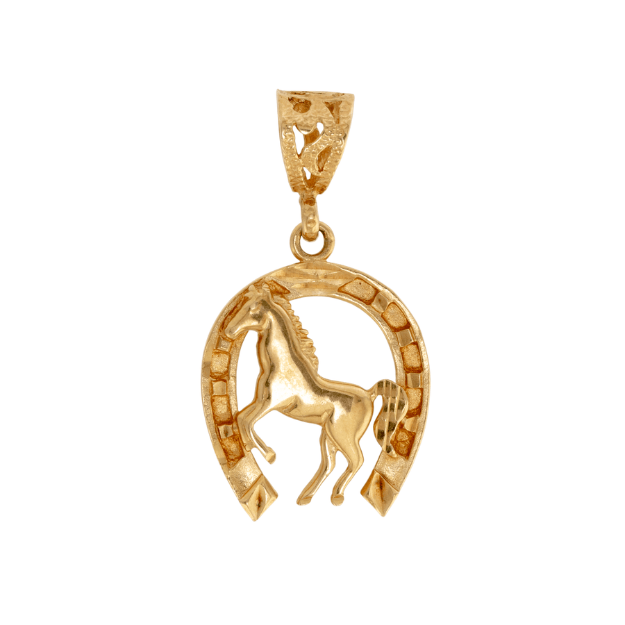 14k Gold x "Mustang Lucky" Horseshoe Charm - Kingdom Jewelry