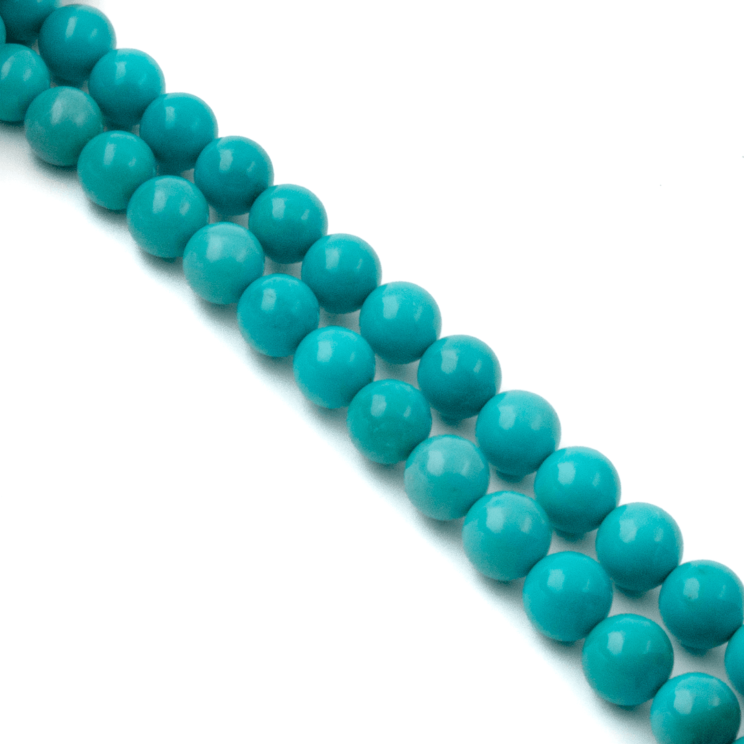 14k Gold x Natural 9mm Sleeping Beauty Turquoise AA Round Beaded Strand - Kingdom Jewelry