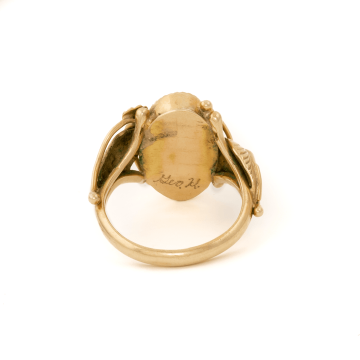 14k Gold x Natural Nevada Spiderweb Turquoise Leaf - Motif Navajo Ring - Kingdom Jewelry