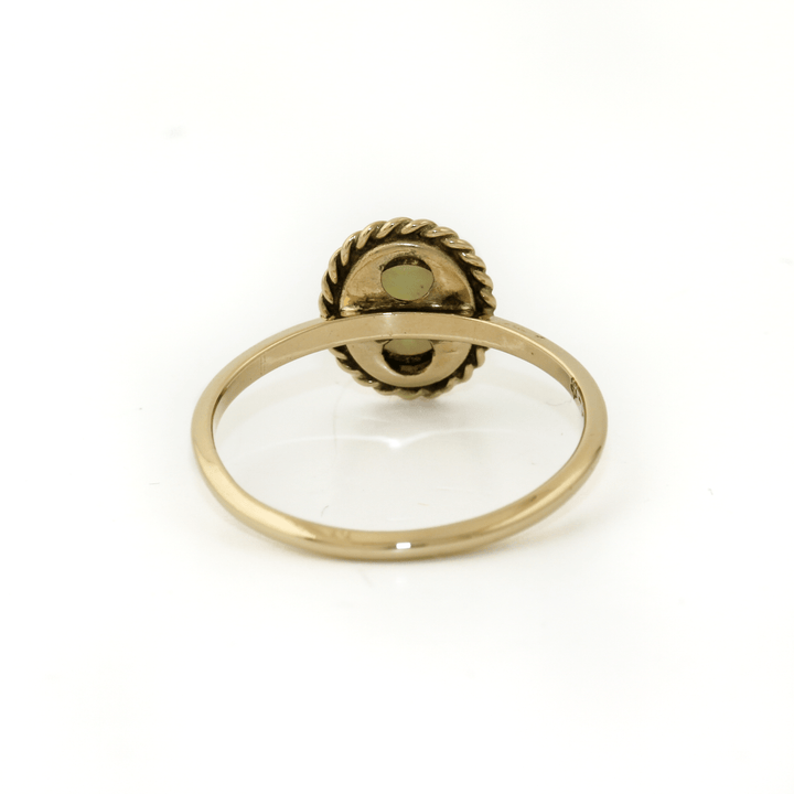 14k Gold x Natural Oval White Opal Signet - Kingdom Jewelry