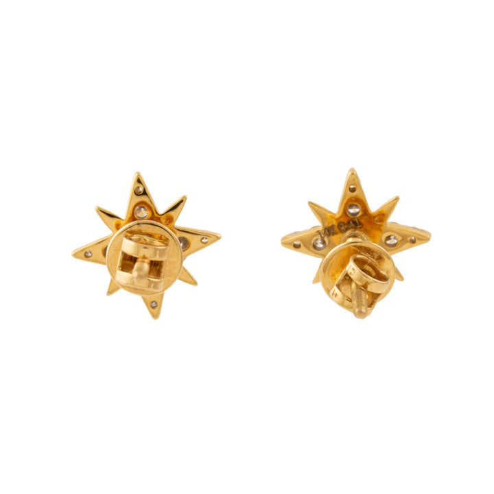 14k Gold x "North Star" Natural Pavé Diamond Screwback Studs - Kingdom Jewelry