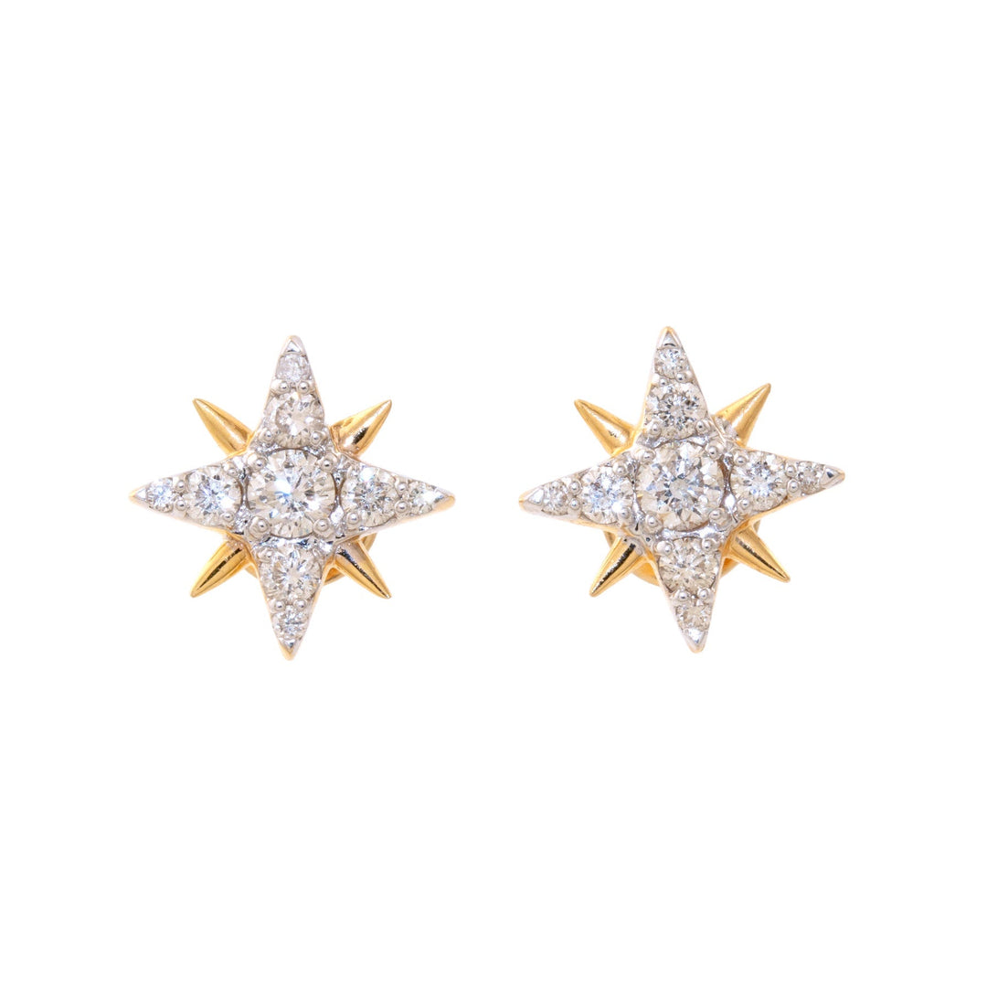 14k Gold x "North Star" Natural Pavé Diamond Screwback Studs - Kingdom Jewelry