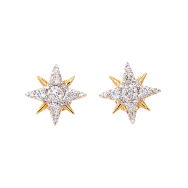 14k Gold x "North Star" Natural Pavé Diamond Screwback Studs - Kingdom Jewelry