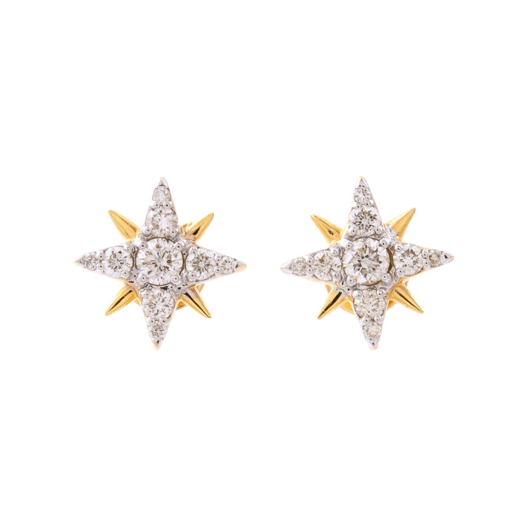 14k Gold x "North Star" Natural Pavé Diamond Screwback Studs - Kingdom Jewelry