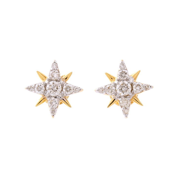 14k Gold x "North Star" Natural Pavé Diamond Screwback Studs - Kingdom Jewelry