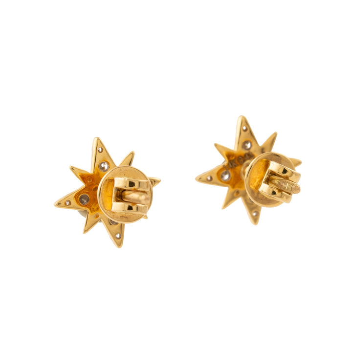 14k Gold x "North Star" Natural Pavé Diamond Screwback Studs - Kingdom Jewelry