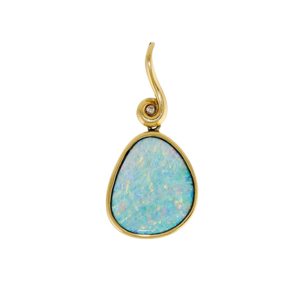 14k Gold x Offset Pear Blue Opal Pendant - Kingdom Jewelry