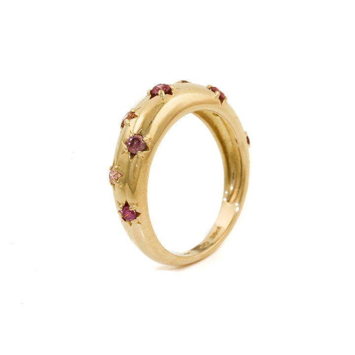 14k Gold x Peach Lab Diamond Star Bombe Band - Kingdom Jewelry