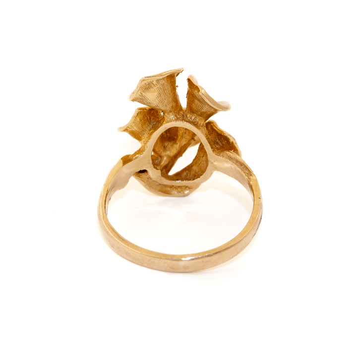 14k Gold x Peculiar 1970's Calla Lily Bouquet Diamond Cocktail Ring - Kingdom Jewelry