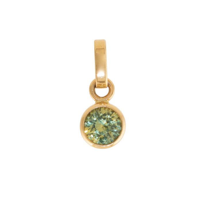 14k Gold x Petite 5mm Bezel - Set Green Sapphire Cylinder Pendant - Kingdom Jewelry