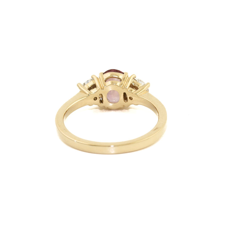 14k Gold x Pink Sapphire Half - Moon Lab Diamond Ring - Kingdom Jewelry