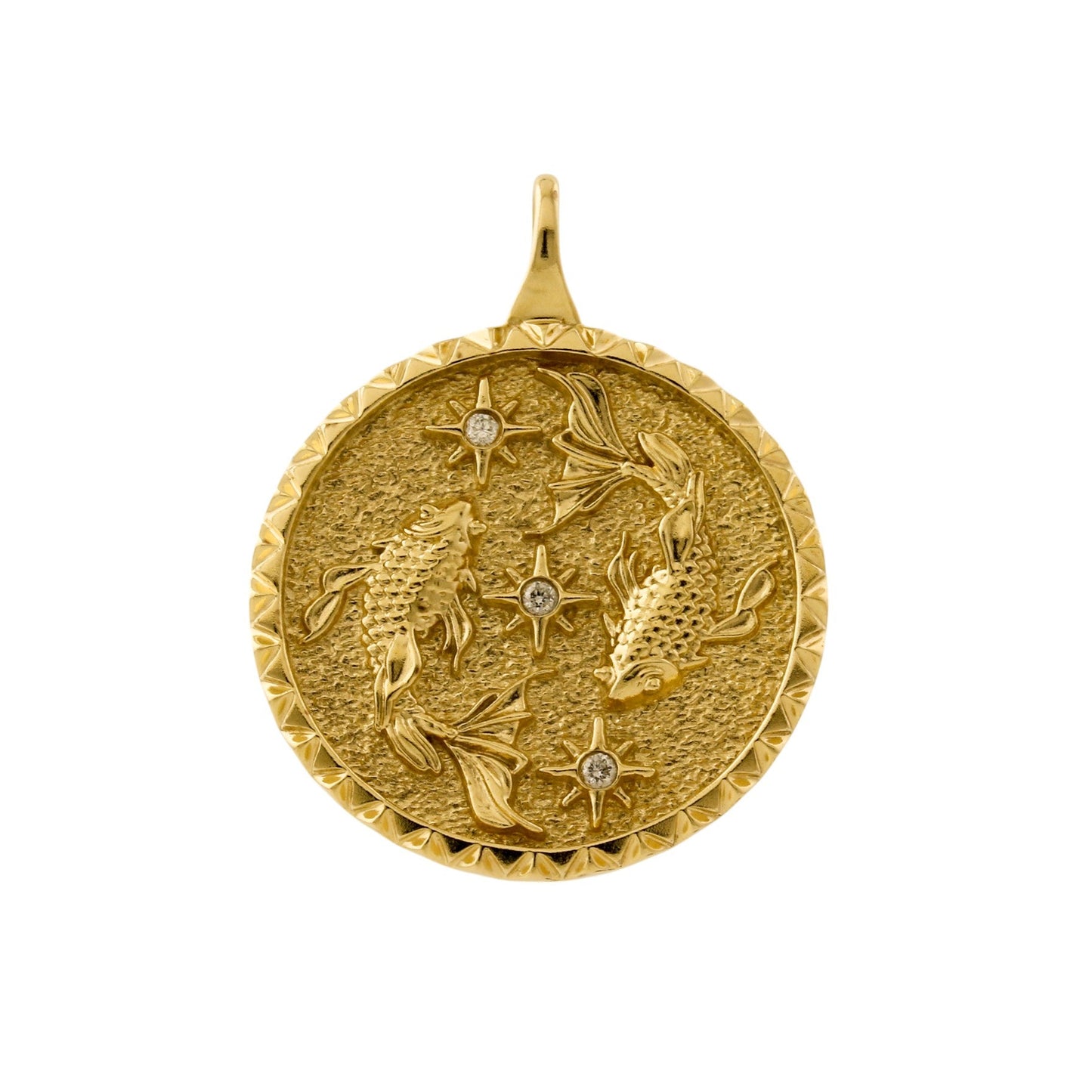 14k Gold x Pisces Zodiac Pavé Medallion Pendant - Kingdom Jewelry