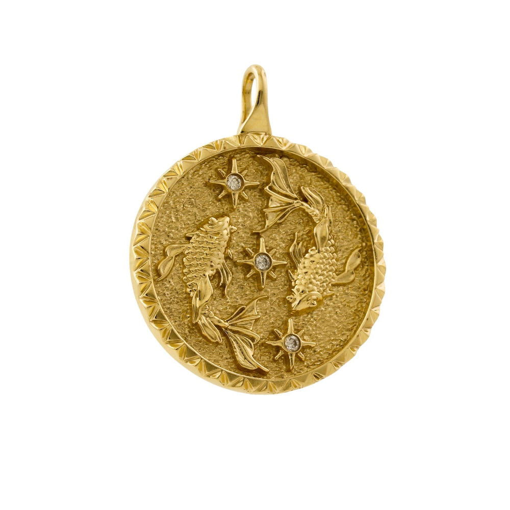 
                  
                    14k Gold x Pisces Zodiac Pavé Medallion Pendant - Kingdom Jewelry
                  
                