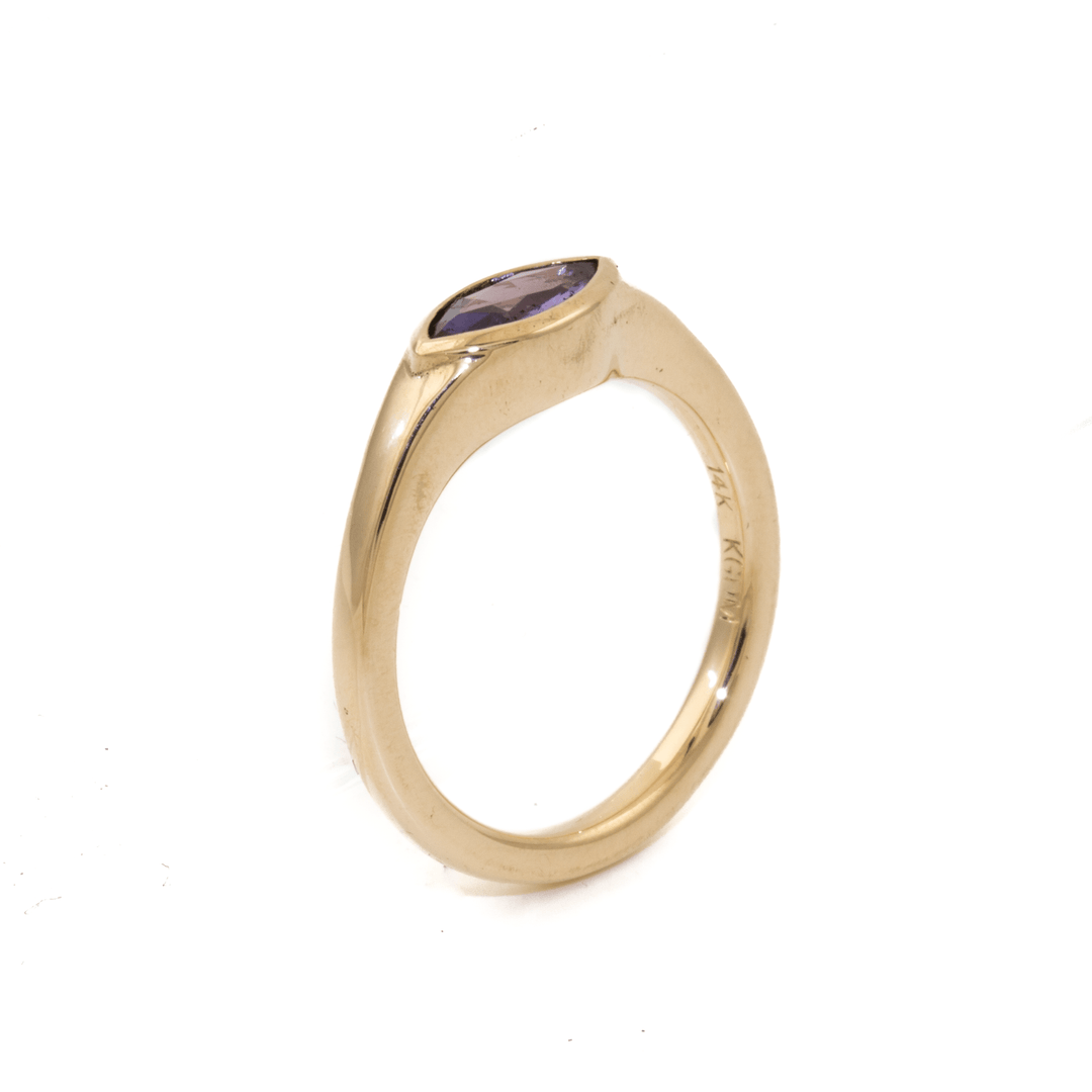 14k Gold x Purple Marquise Sapphire Solitaire - Kingdom Jewelry