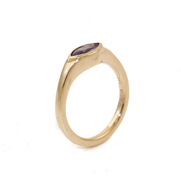 14k Gold x Purple Marquise Sapphire Solitaire - Kingdom Jewelry