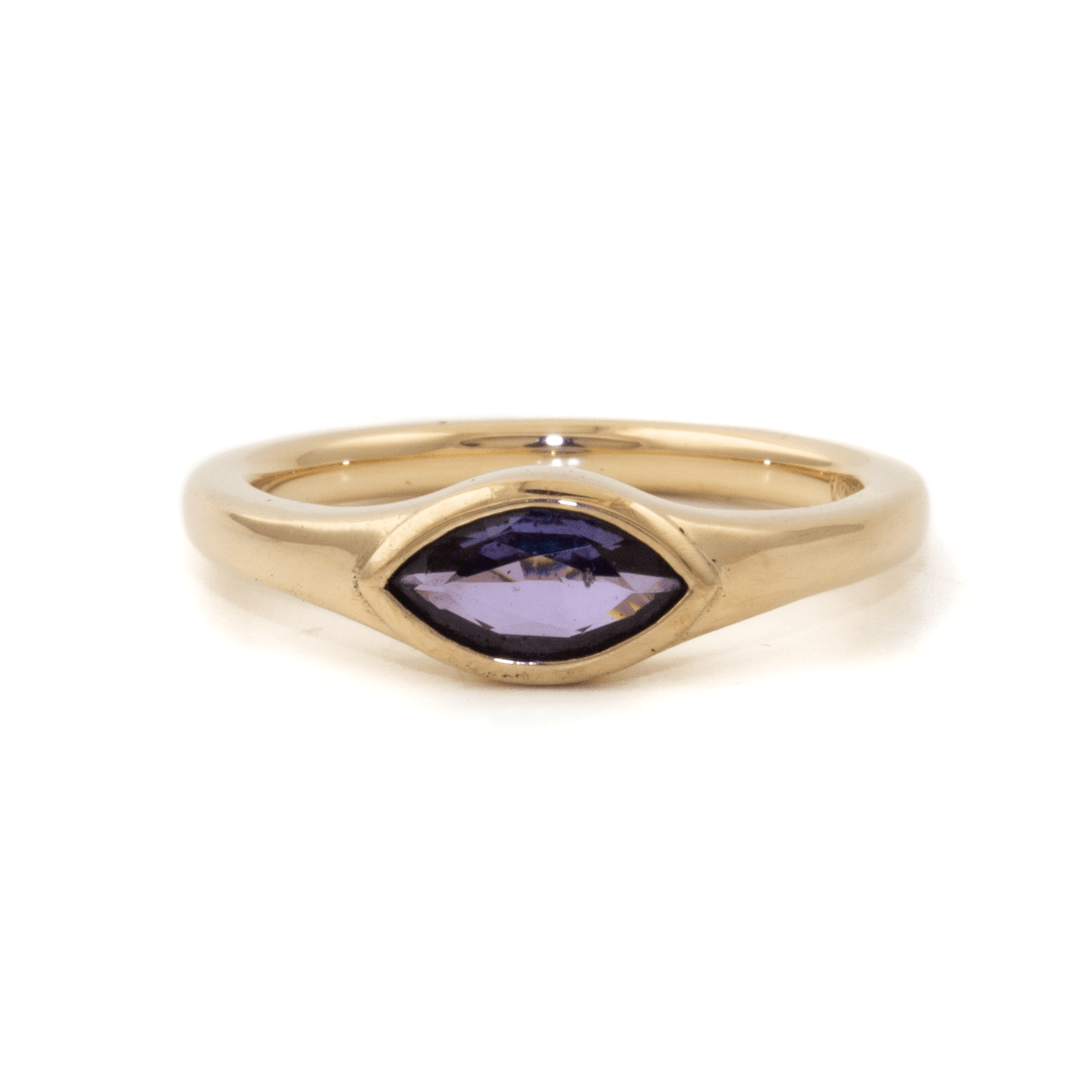 14k Gold x Purple Marquise Sapphire Solitaire - Kingdom Jewelry