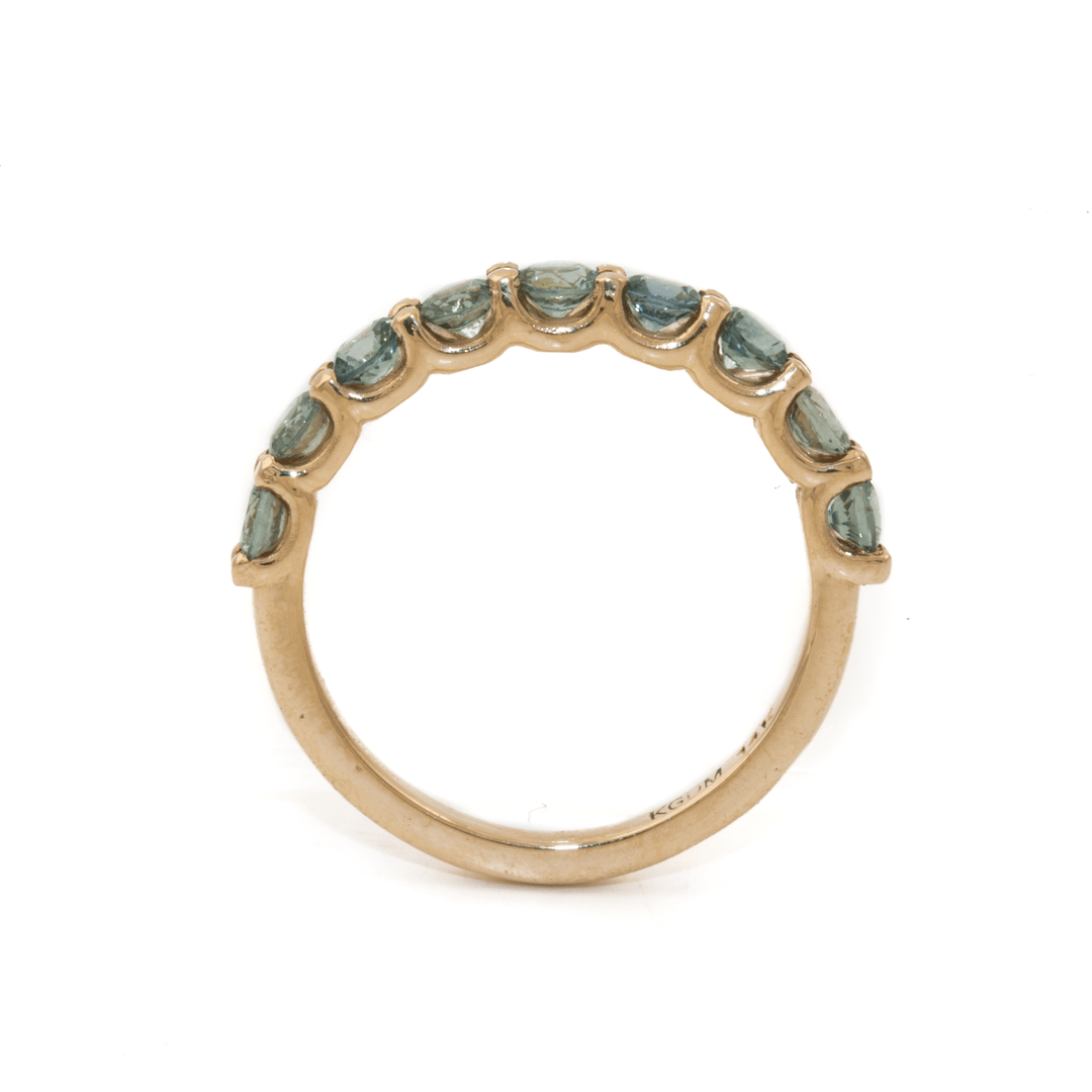 14k Gold x Round Brilliant - Cut Sapphire Half - Eternity Nonet - Kingdom Jewelry