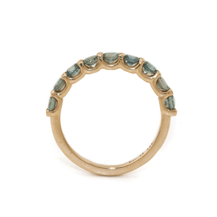 14k Gold x Round Brilliant - Cut Sapphire Half - Eternity Nonet - Kingdom Jewelry