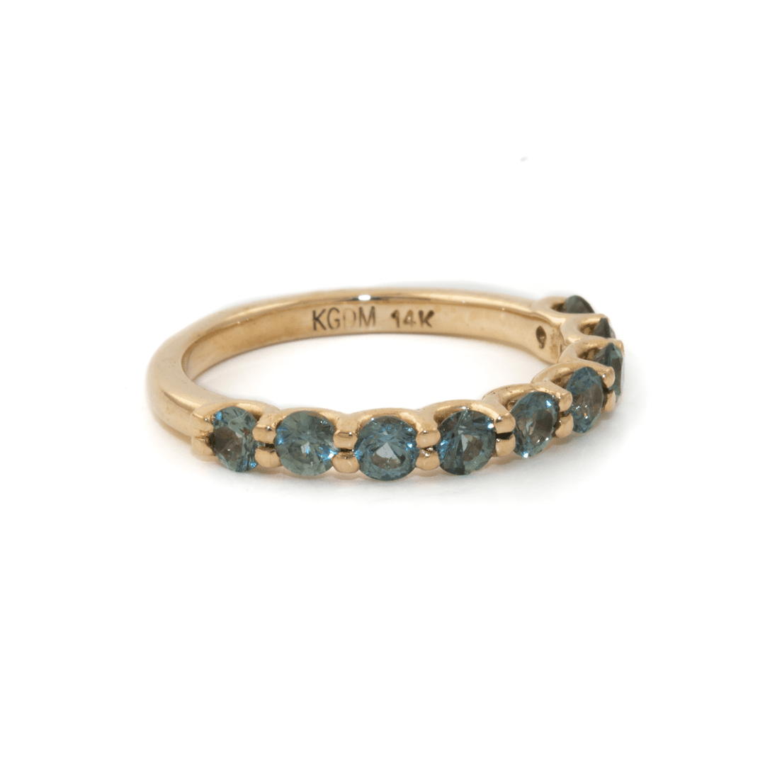 14k Gold x Round Brilliant - Cut Sapphire Half - Eternity Nonet - Kingdom Jewelry