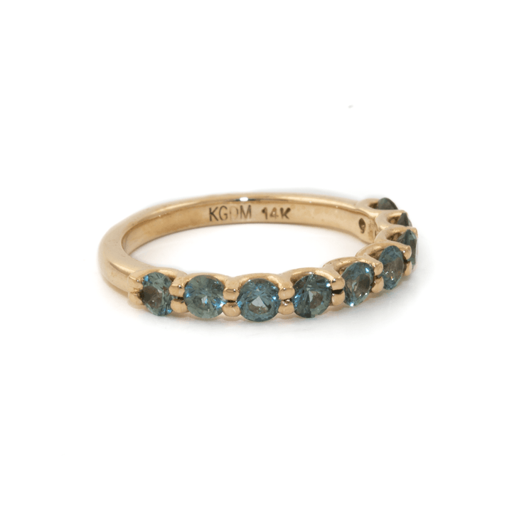 14k Gold x Round Brilliant - Cut Sapphire Half - Eternity Nonet - Kingdom Jewelry