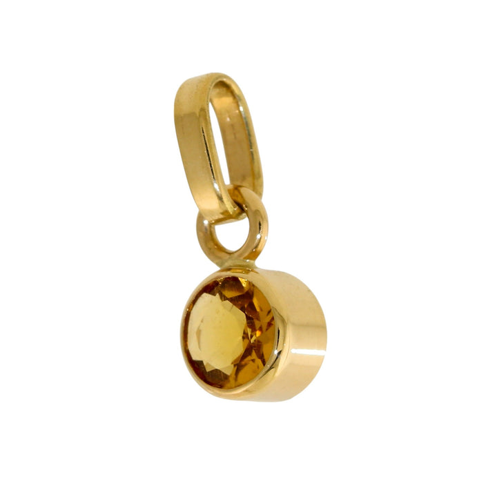 14k Gold x Round Citrine Cylinder Pendant - Kingdom Jewelry