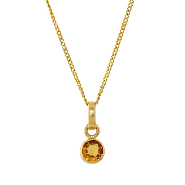 14k Gold x Round Citrine Cylinder Pendant - Kingdom Jewelry