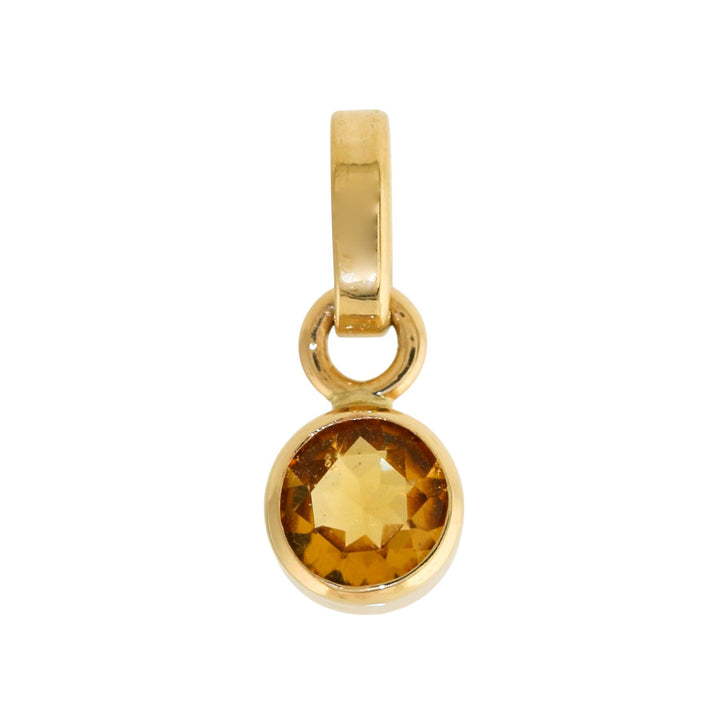 14k Gold x Round Citrine Cylinder Pendant - Kingdom Jewelry