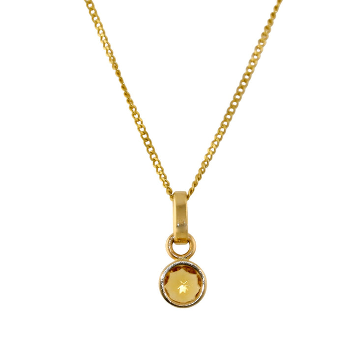 14k Gold x Round Citrine Cylinder Pendant - Kingdom Jewelry