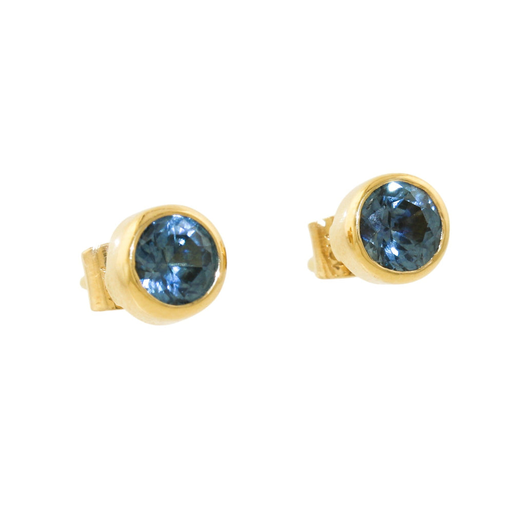 
                  
                    14k Gold x Round Light Teal Sapphire Studs - Kingdom Jewelry
                  
                