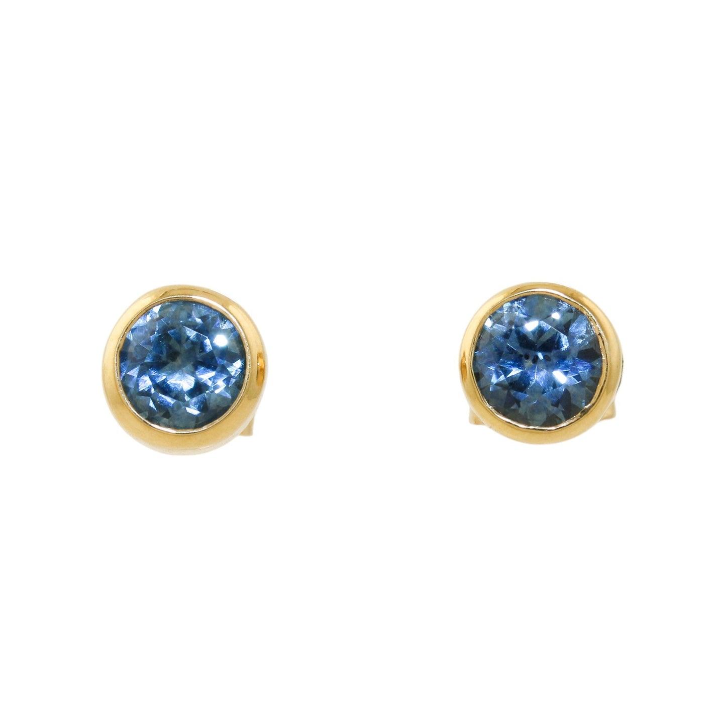 14k Gold x Round Light Teal Sapphire Studs - Kingdom Jewelry