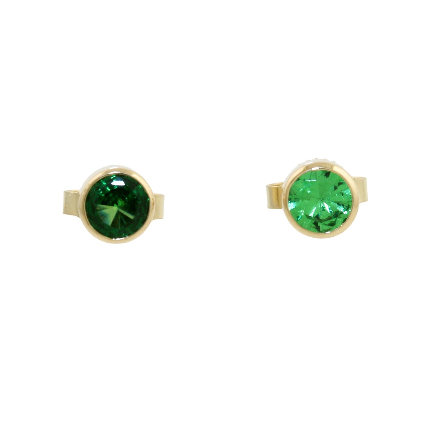 14k Gold x Round Tsavorite Garnet Studs - Kingdom Jewelry