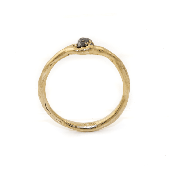 14k Gold x Rustic "Campo Del Cielo" Argentinian Metorite Chip Band - Kingdom Jewelry