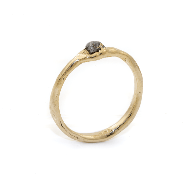 14k Gold x Rustic "Campo Del Cielo" Argentinian Metorite Chip Band - Kingdom Jewelry