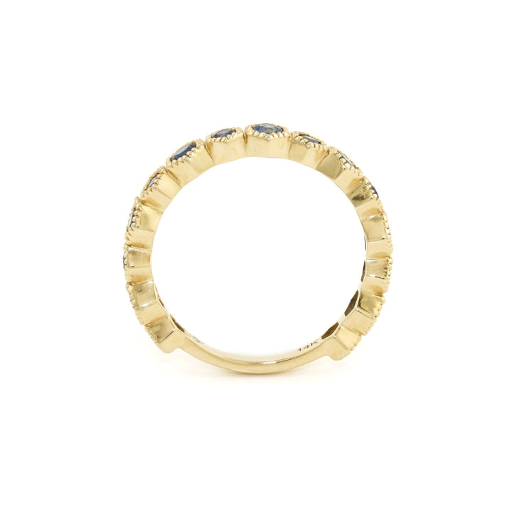 14k Gold x Sapphire Semi - Eternity Hex Band - Kingdom Jewelry