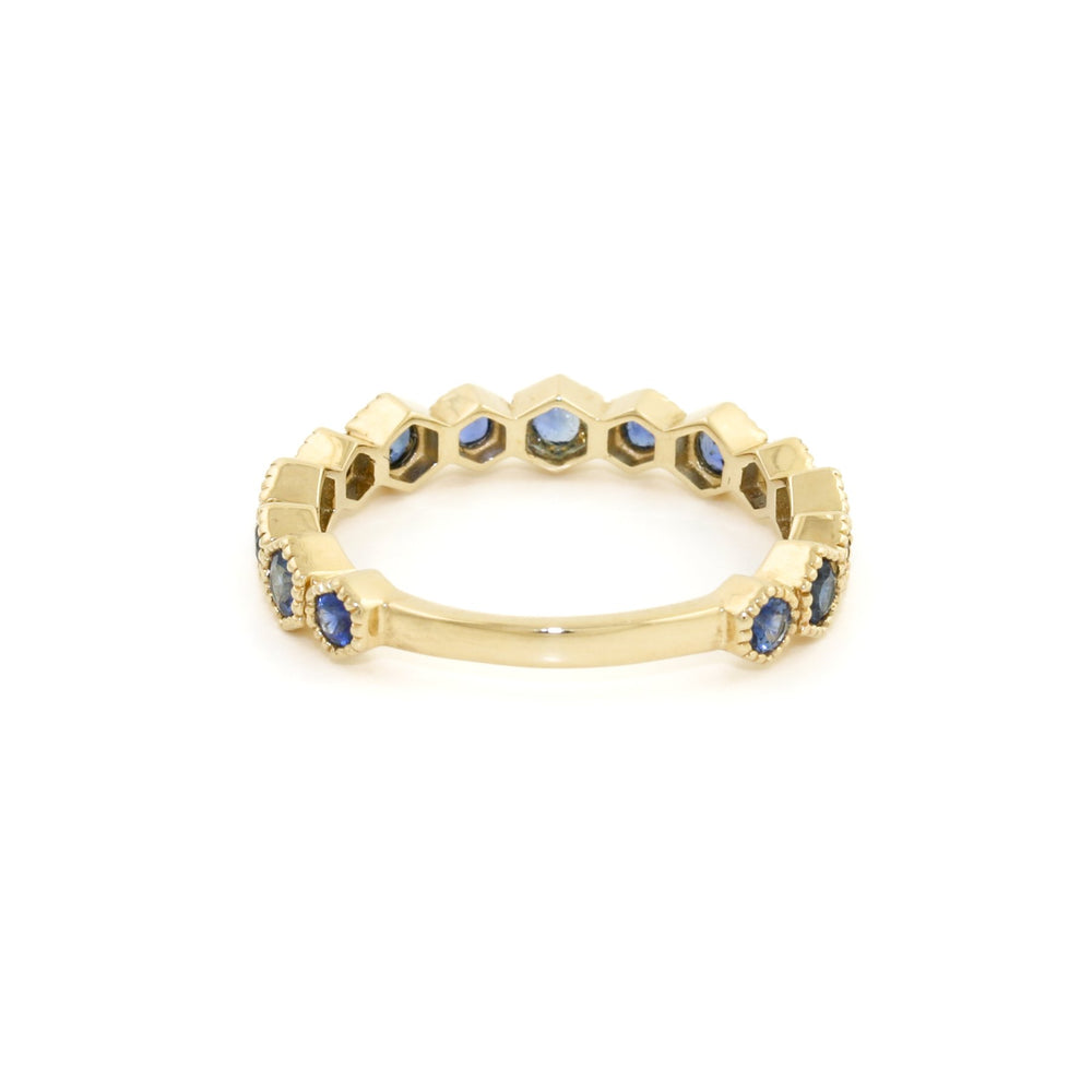 
                  
                    14k Gold x Sapphire Semi - Eternity Hex Band - Kingdom Jewelry
                  
                