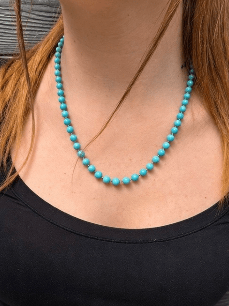 14k Gold x Silk - Knotted Mixed Kingman & Sleeping Beauty Turquoise Graduated Bead Necklace - Kingdom Jewelry