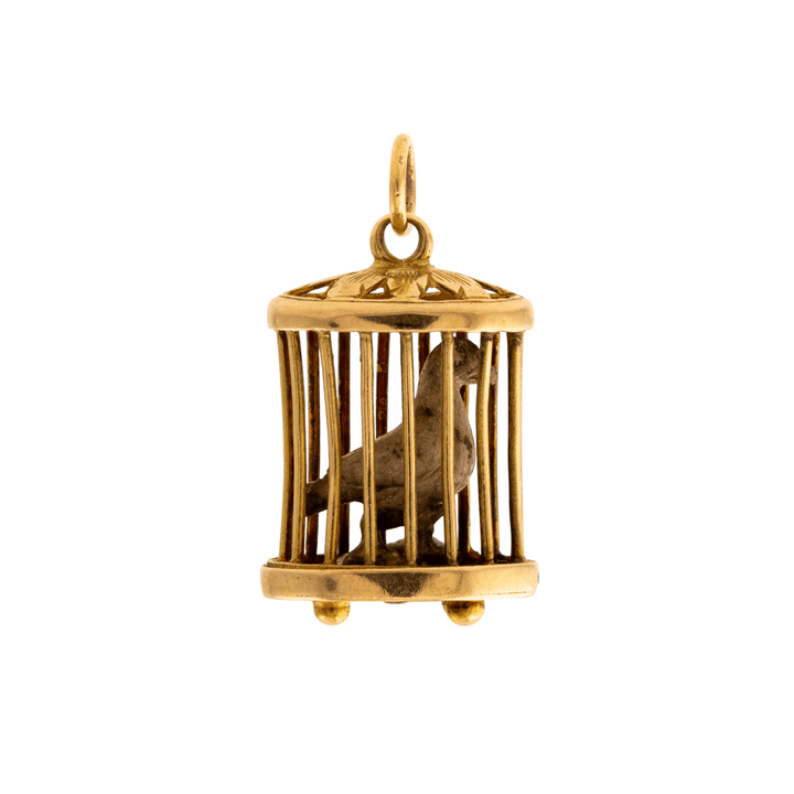 14k Gold x Solid 3D "Caged Bird" Charm - Kingdom Jewelry