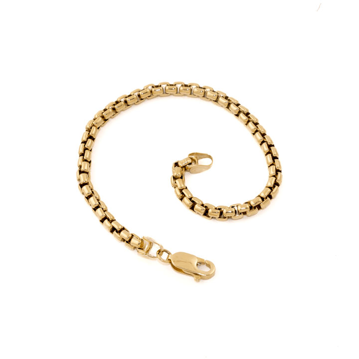 14k Gold x Solid 4mm Rounded Box Link Bracelet - Kingdom Jewelry