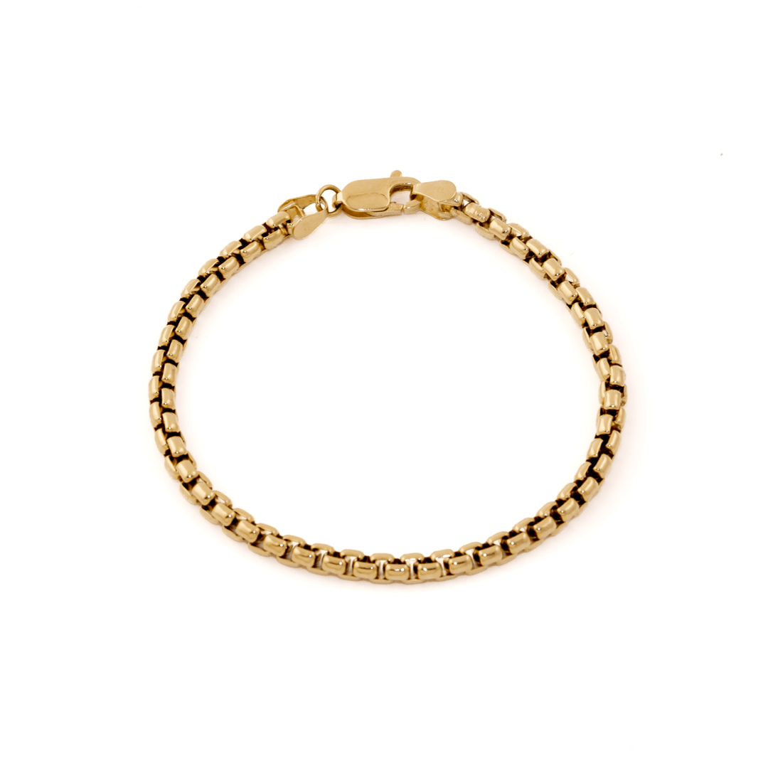 14k Gold x Solid 4mm Rounded Box Link Bracelet - Kingdom Jewelry