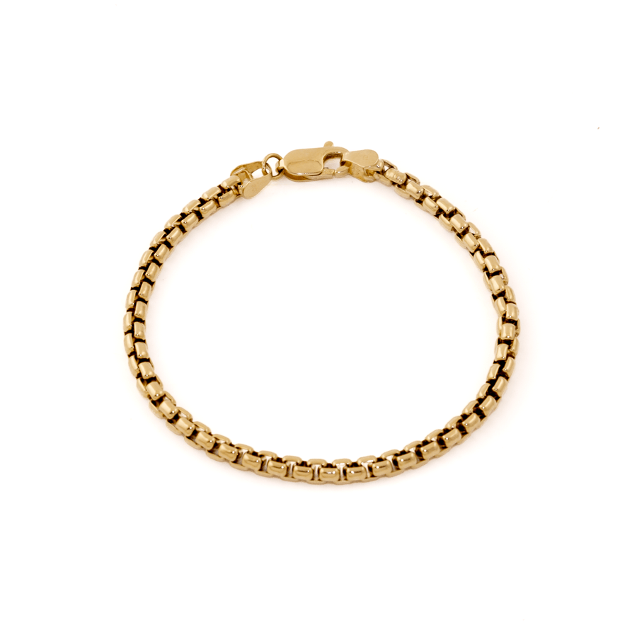 14k Gold x Solid 4mm Rounded Box Link Bracelet - Kingdom Jewelry