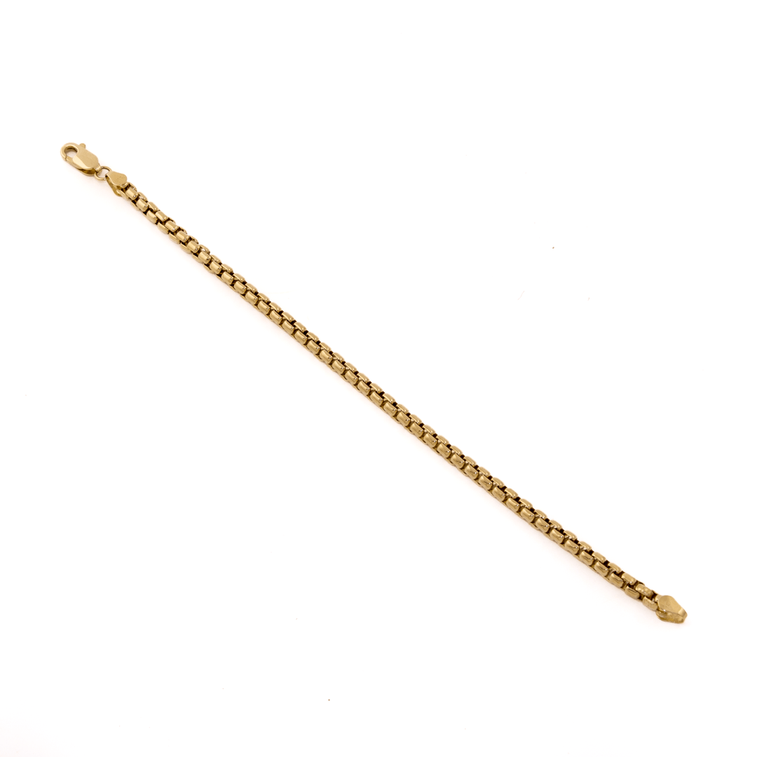 14k Gold x Solid 4mm Rounded Box Link Bracelet - Kingdom Jewelry