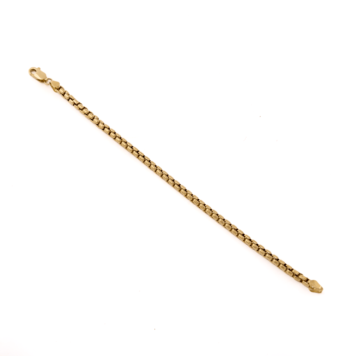 14k Gold x Solid 4mm Rounded Box Link Bracelet - Kingdom Jewelry