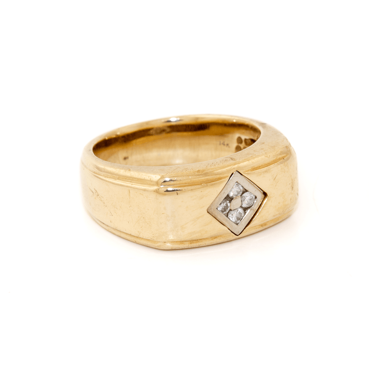 14k Gold x Squared Melee Diamond Solitaire Band - Kingdom Jewelry