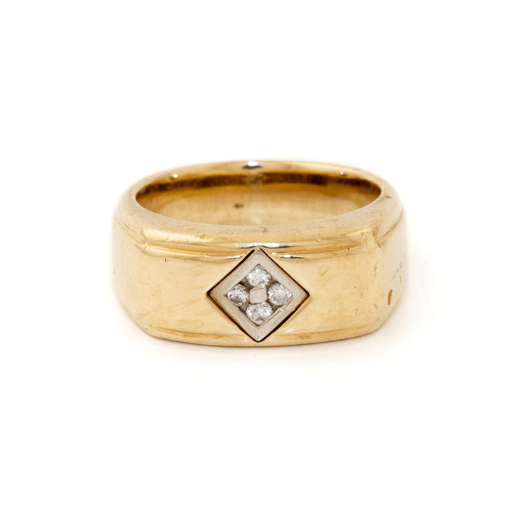 14k Gold x Squared Melee Diamond Solitaire Band - Kingdom Jewelry