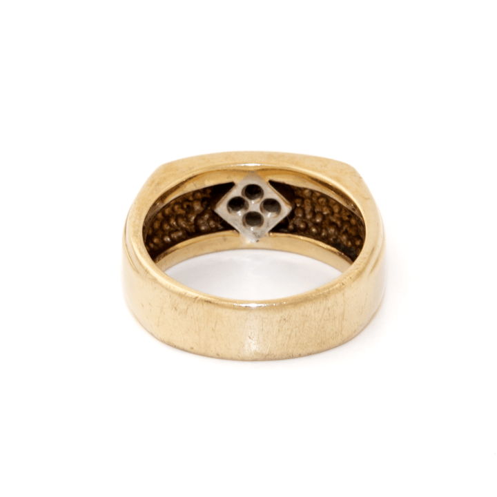 14k Gold x Squared Melee Diamond Solitaire Band - Kingdom Jewelry