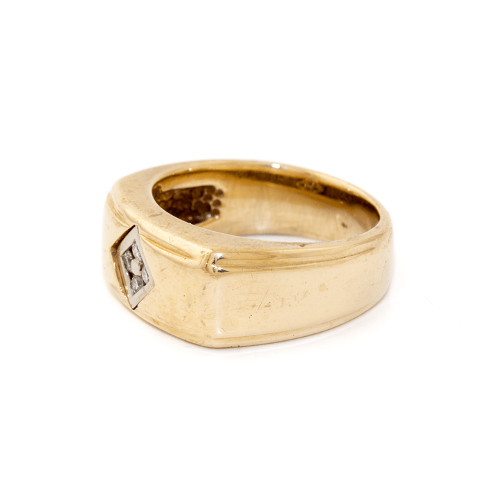 14k Gold x Squared Melee Diamond Solitaire Band - Kingdom Jewelry