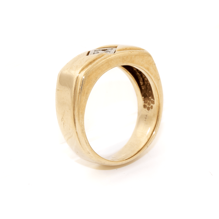 14k Gold x Squared Melee Diamond Solitaire Band - Kingdom Jewelry