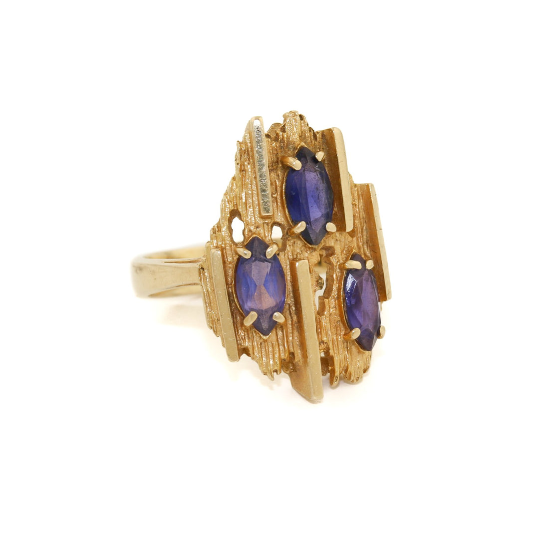 14k Gold x Synthetic Marquise Purple Sapphire Ring - Kingdom Jewelry