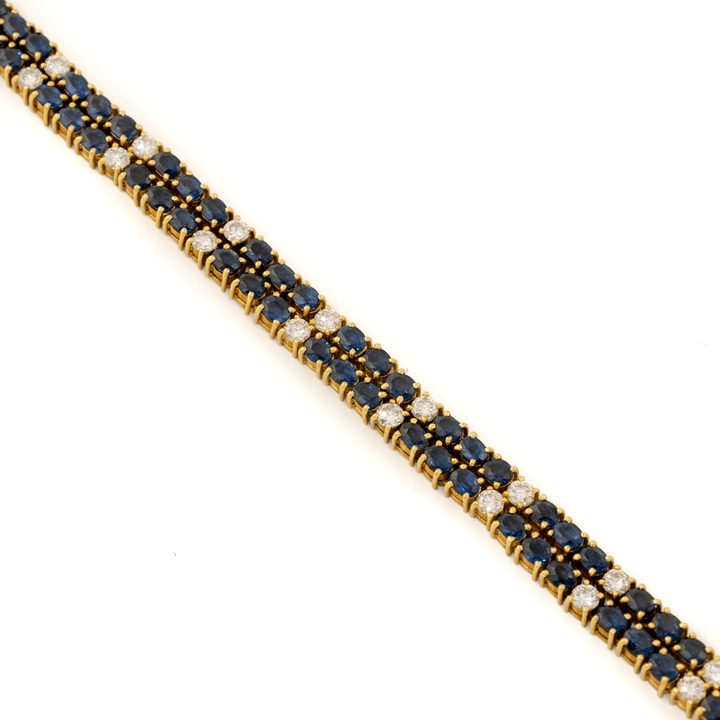 14k Gold x Twin Deep Blue Sapphire & Diamond Tennis Bracelet - Kingdom Jewelry